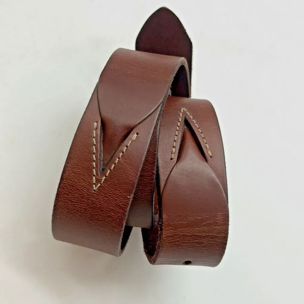Polo Ralph Lauren Brown Leather Belt Men's 38 Solid Brass Silver Plated Buckle